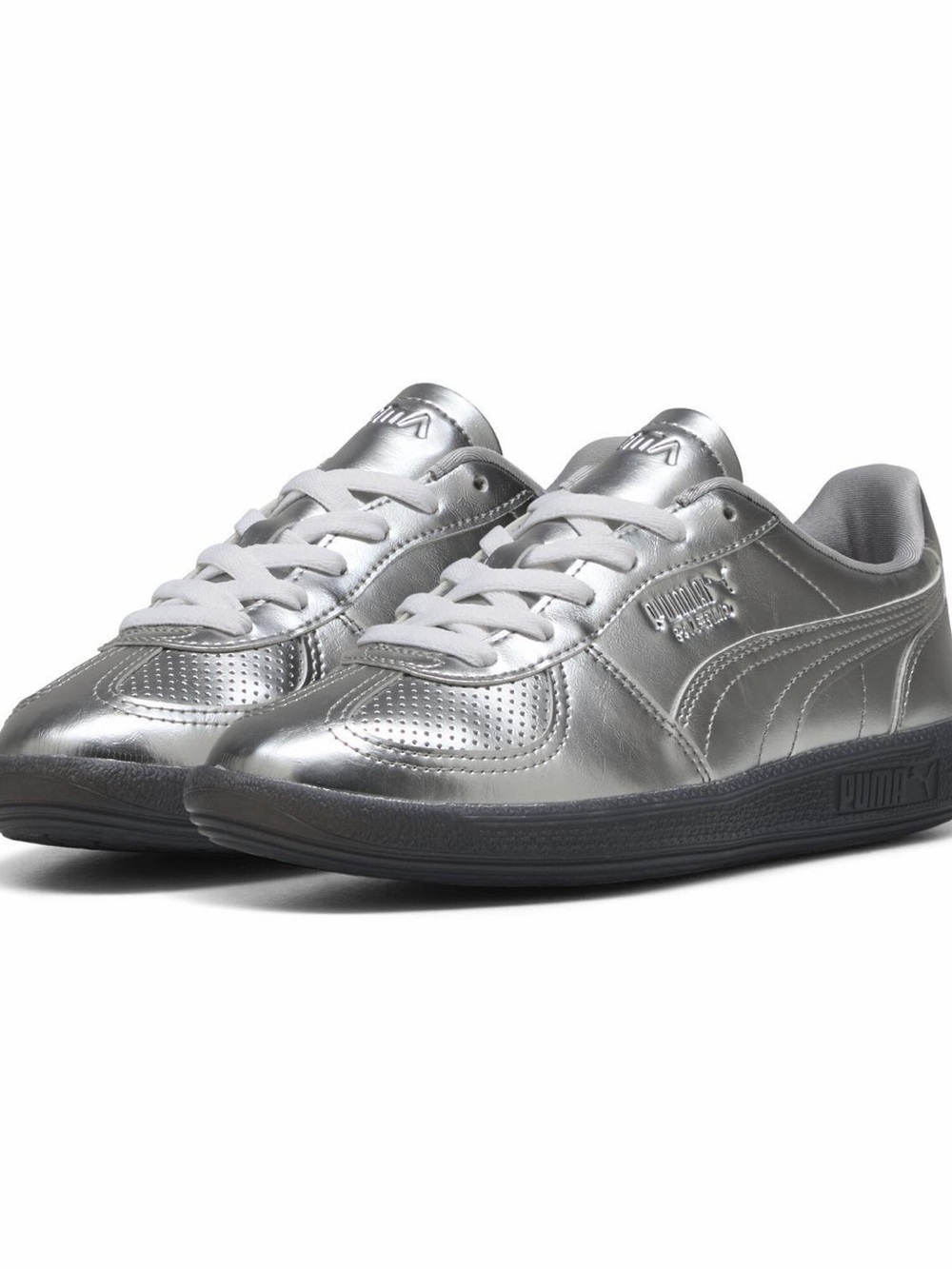 Puma Metallic Silver Leather Sneakers